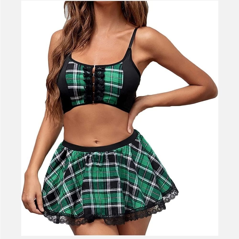 Sexy Naughty School Girl Costume Teddy Babydoll Exotic Slutty Lingerie Set Women
